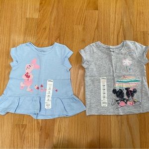 Disney jumping beans blue piglet and grey Minnie/ Mickey Mouse tees, 12 months